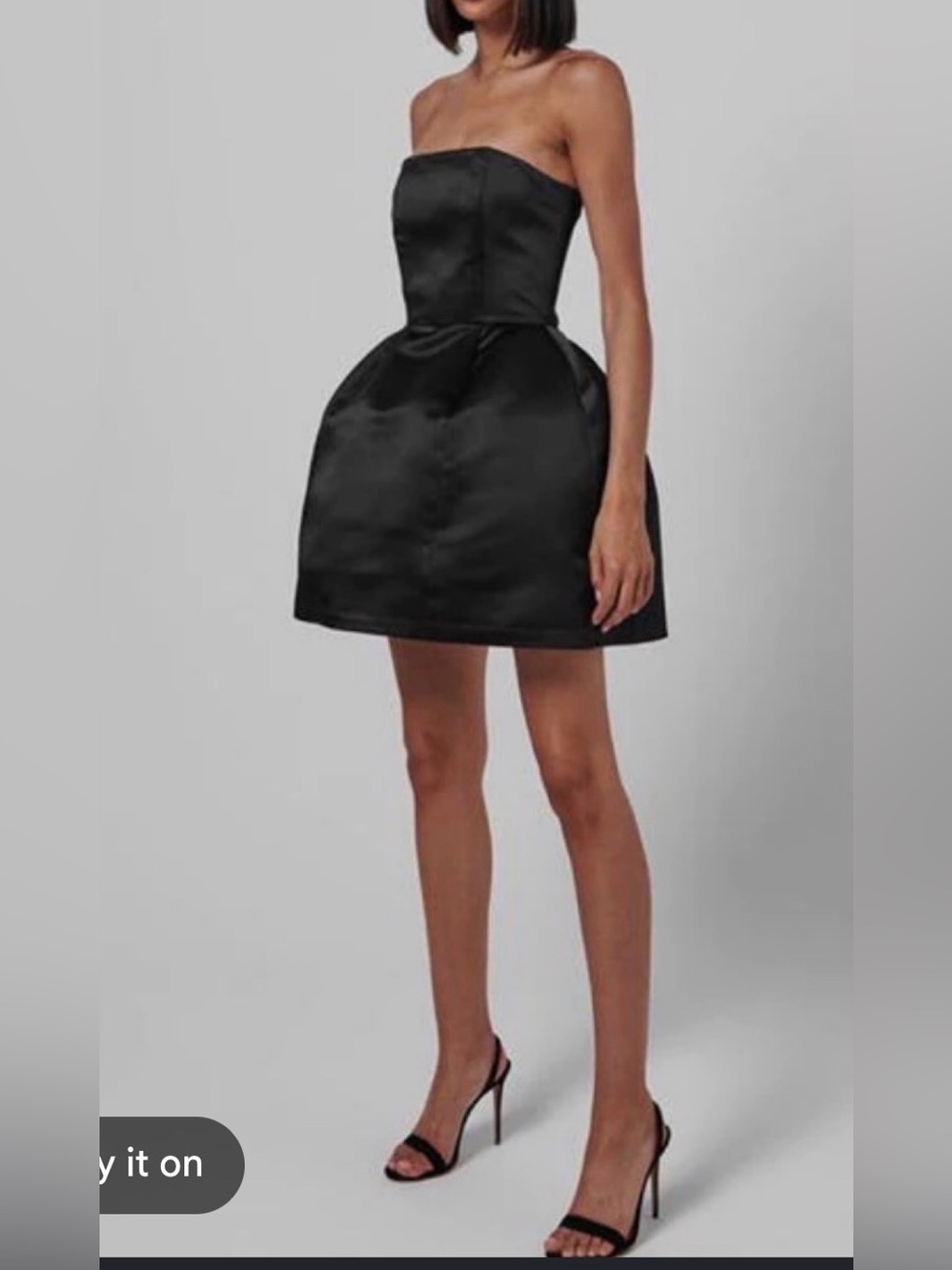 MISCREANTS Grace Dress Black Satin Puff Mini Size 6 Strapless Corset Party